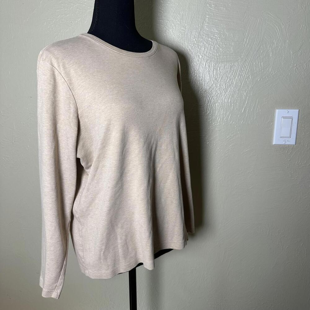 Modern Minimalist Cotton Long Sleeve Tee Relaxed Boxy Fit Soft Oatmeal Neutral